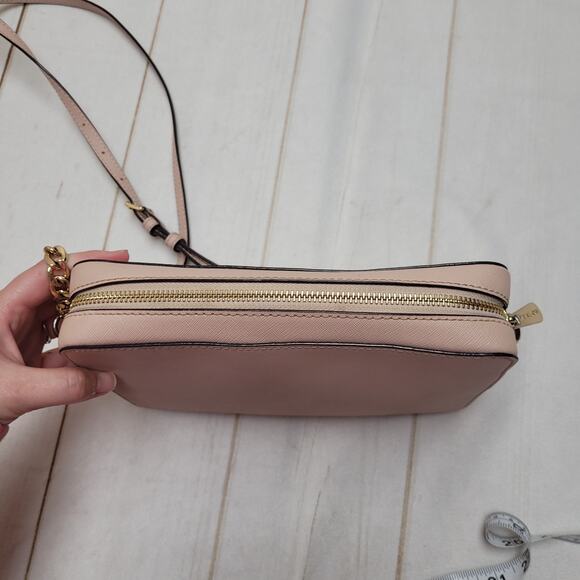 Michael Kors small jet set pink saffiano leather gold chain crossbody bag purse - Picture 11 of 15